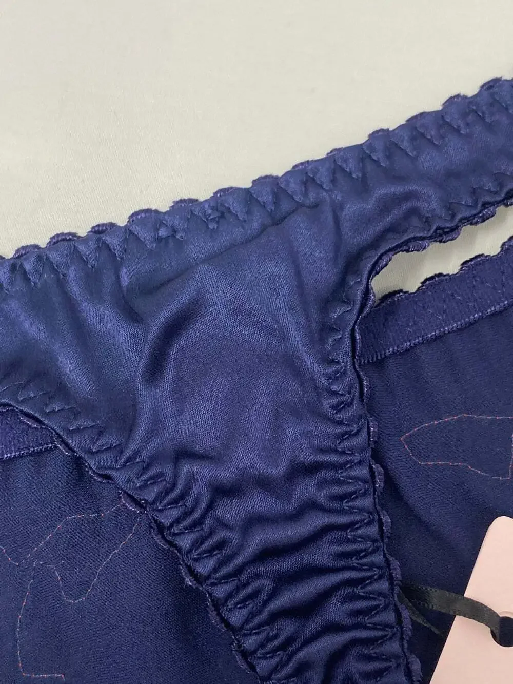 Agent Provocateur Molly Navy Red Silk Thong NWT $175